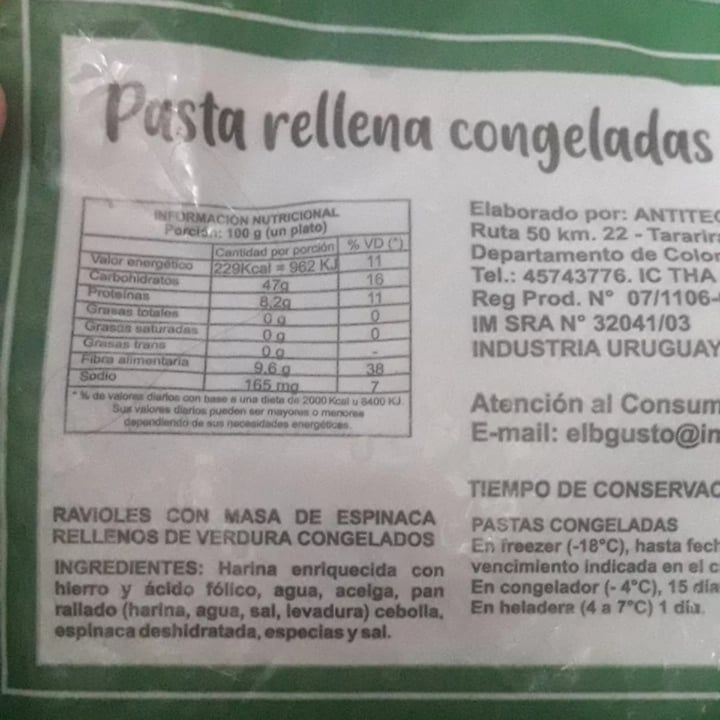 photo of El buen gusto Ravioles de verdura shared by @flxr3nci4 on  08 Sep 2021 - review