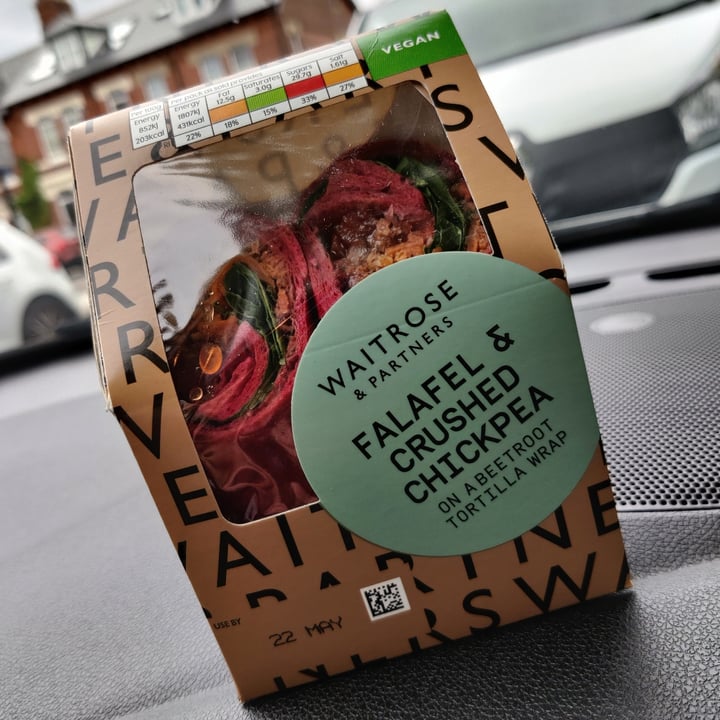 photo of Waitrose Falafel and crushed chickpea in beetroot wrap shared by @jontybuk on  23 May 2021 - review
