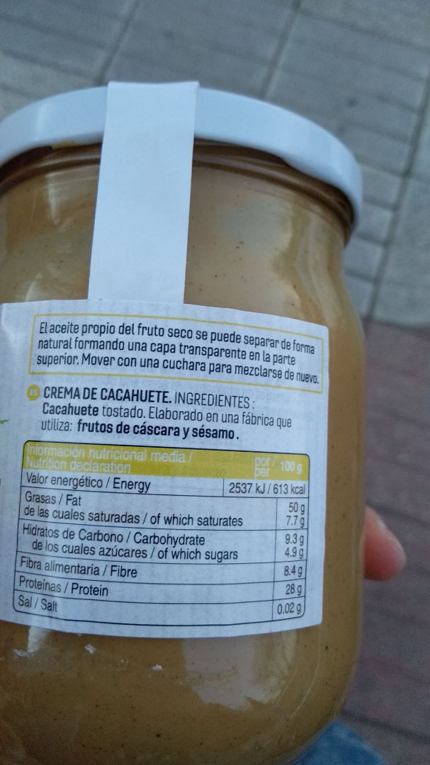 photo of La Natural Crema De Cacahuete shared by @patriinmars on  03 Mar 2020 - review