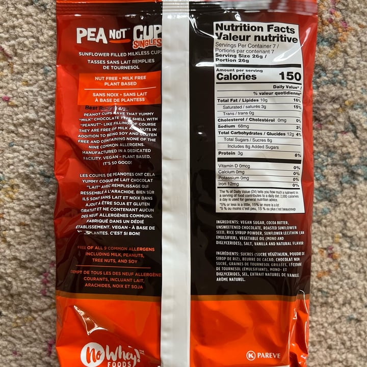 photo of No Whey! Foods Chocolate Large Pea "Not" Butter Cups shared by @whitneys6 on  01 Nov 2022 - review