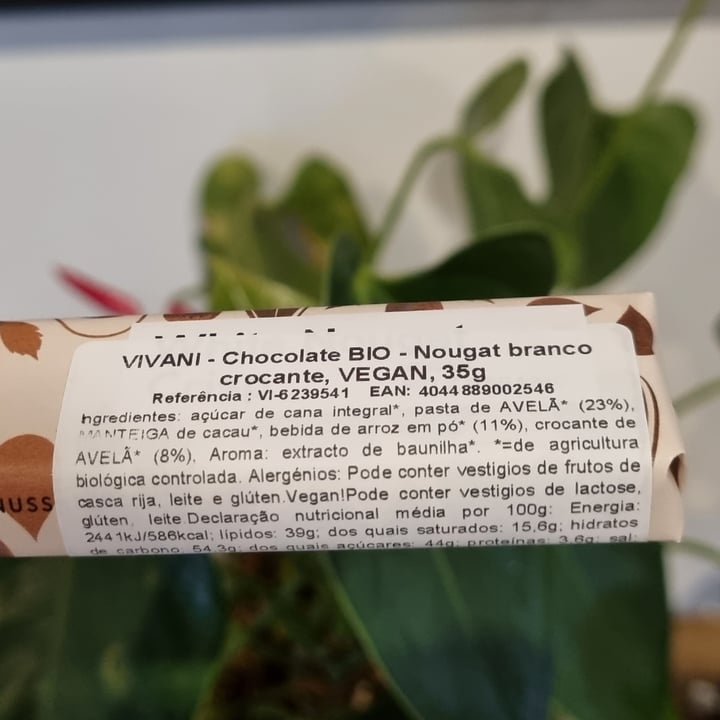 photo of Vivani Chocolate White Nougat Crisp shared by @marimedeiros on  25 Sep 2022 - review