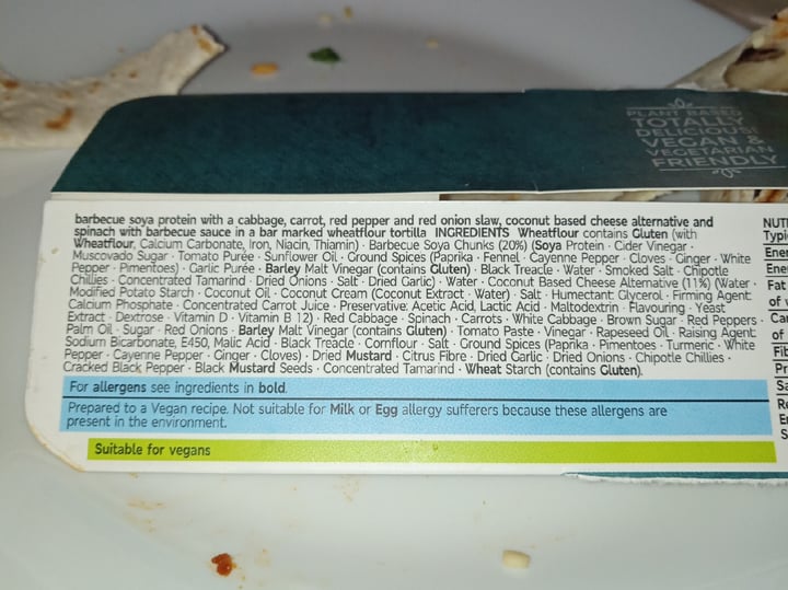 photo of Plant Kitchen (M&S) No Chicken Smokehouse Wrap shared by @supersupergirl on  07 Nov 2020 - review