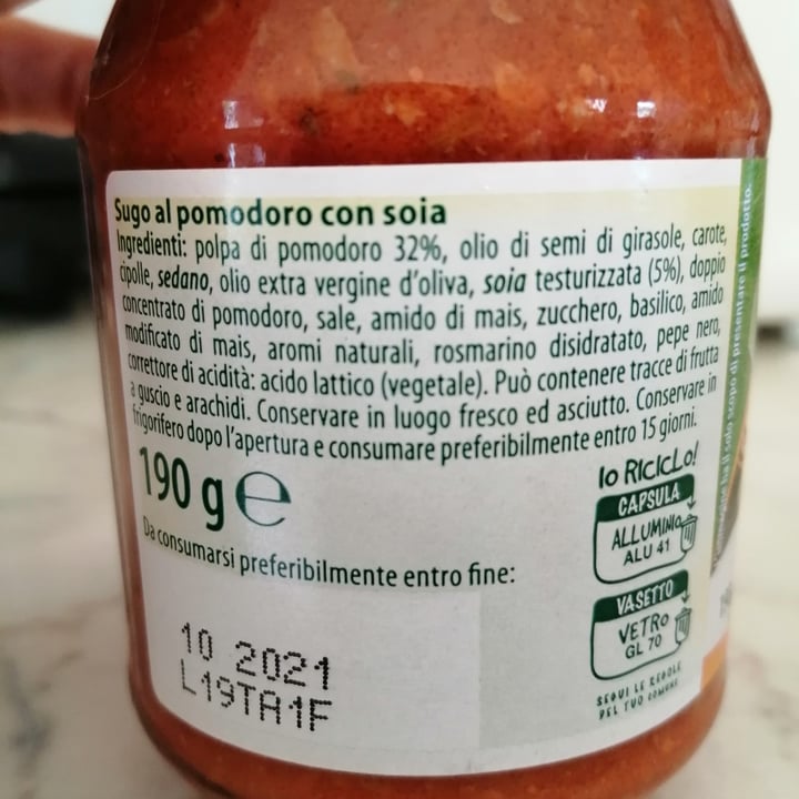 photo of Just Veg! (ALDI Italy) Ragù Con Soia shared by @fedevegana on  04 May 2021 - review