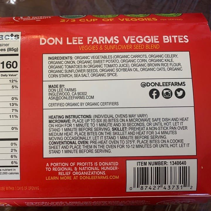 photo of Don Lee Farms Veggie Bites shared by @veronica11 on  10 Mar 2021 - review