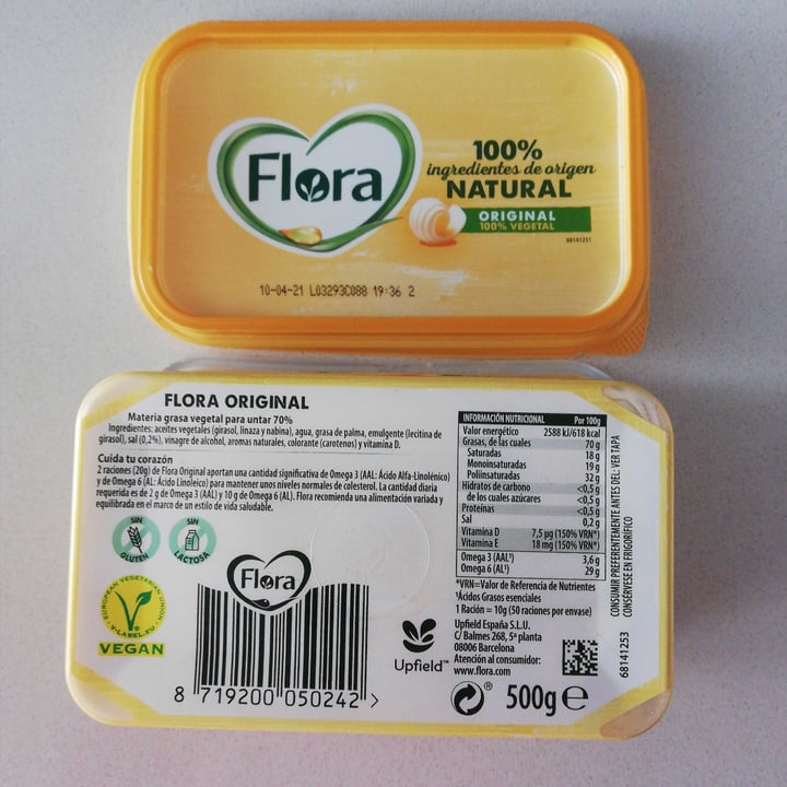 photo of Flora Flora Margarina Vegetal Original shared by @crastleveg on  25 Dec 2020 - review