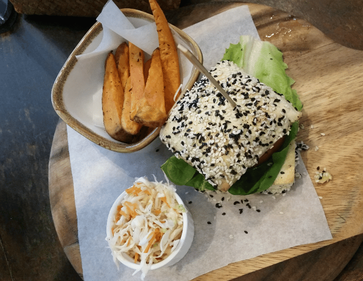 photo of The Living Cafe Sesame Tofu Burger shared by @nuttybroccoli on  10 Jun 2018 - review