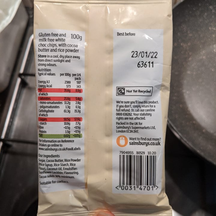 photo of Sainsbury's Deliciously free from white choc chips shared by @katchan on  19 Oct 2021 - review
