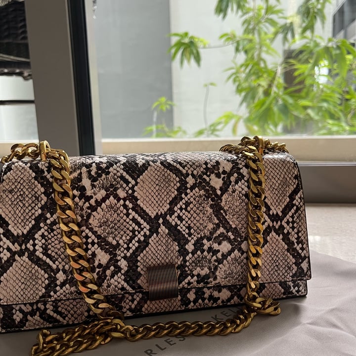 Charles & Keith - Chain Strap Snake Print Trapeze Shoulder Vegan