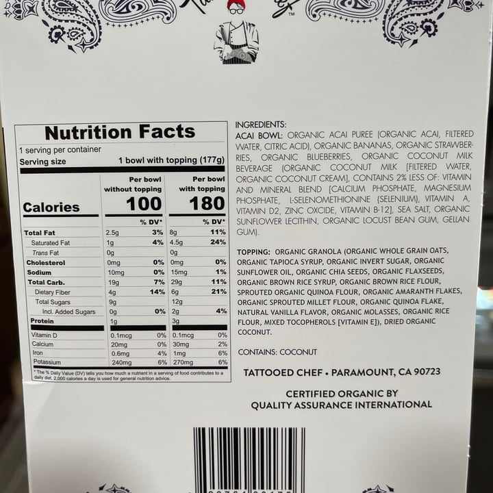 review photo of Tattooed Chef Organic Açaí Bowls shared by @erickm209 on 19 Apr 2021 - review