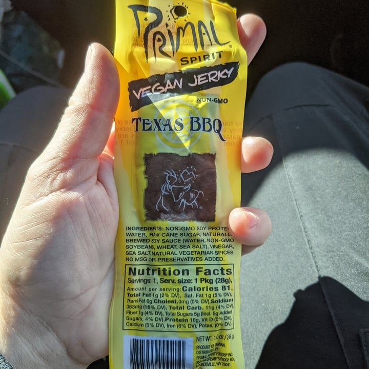 photo of Primal Spirit Vegan Jerky Texas bbq shared by @caseyveganforlife on  04 Dec 2022 - review
