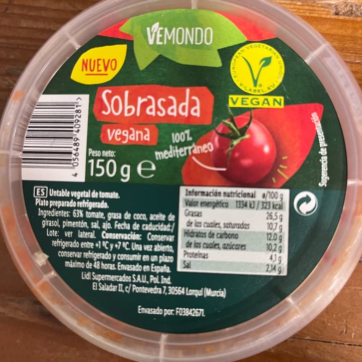 photo of Vemondo Sobrasada vegana shared by @livias on  15 Feb 2022 - review