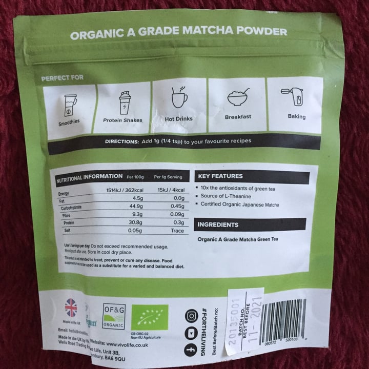 review photo of Vivo Life Matcha Organic A Grade Matcha Powder shared by @danicarmo11 on 13 Feb 2021 - review