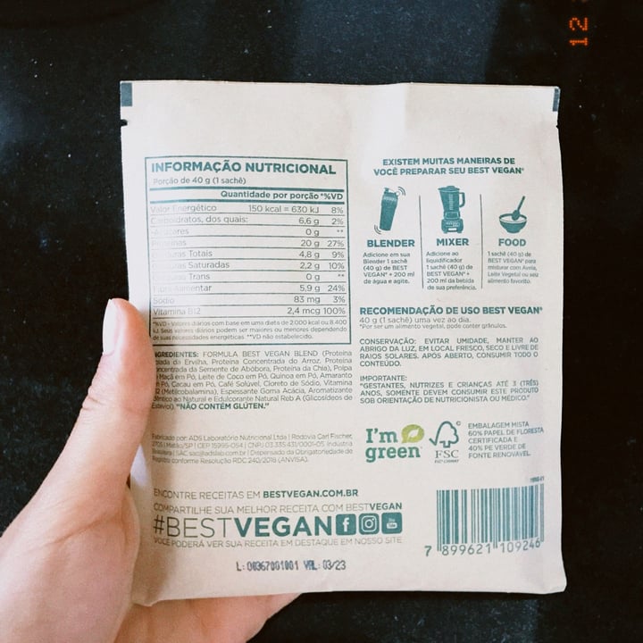 review photo of Atlhetica Nutrition Best Vegan sabor tiramissu shared by @eloveg on 27 Dec 2021 - review