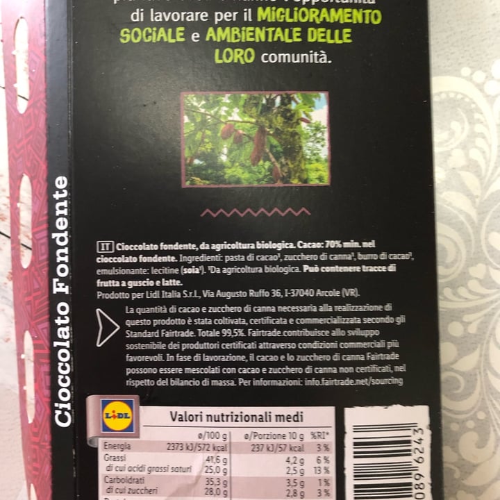 review photo of Fairglobe Cioccolato Fondente Cacao 70% shared by @alenonesiste on 26 Aug 2022 - review
