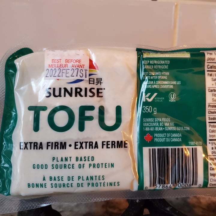 photo of Sunrise Soya Foods Extra Firm Tofu shared by @greenaphrodite on  12 Feb 2022 - review