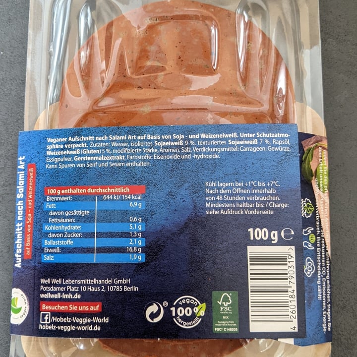 photo of Hobelz Veggie World Aufschnitt nach Salami Art shared by @velcrovi on  22 Apr 2022 - review