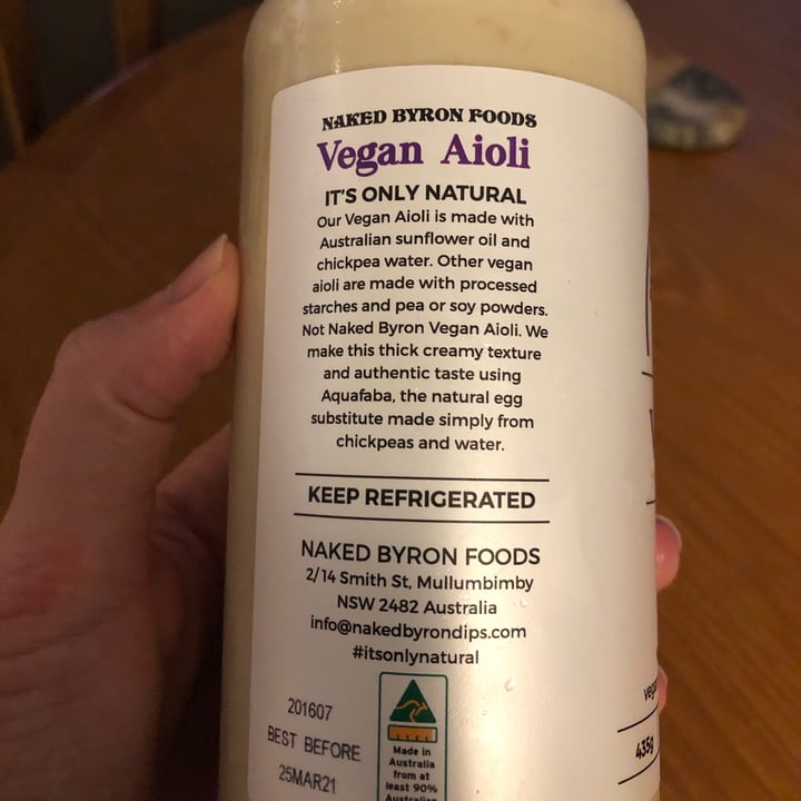 photo of Naked Byron Foods Vegan Mayonnaise - Aioli shared by @louiselliott on  09 Oct 2020 - review