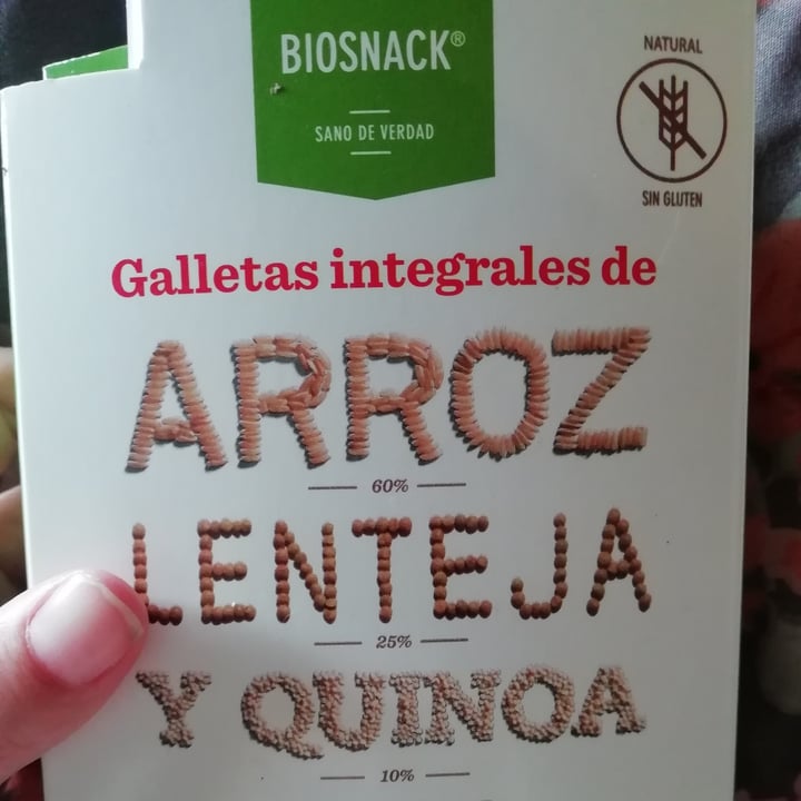 photo of Biosnack Galletas integrales de arroz lenteja y quinoa shared by @cataibaceta on  08 Sep 2020 - review