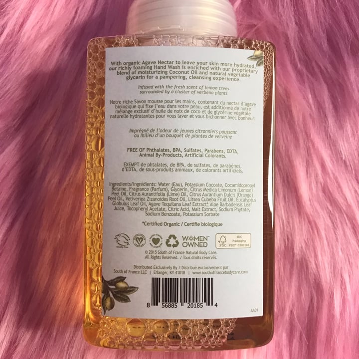 photo of South of France Lemon Verbena Hand Wash shared by @veganforanimal on  26 Aug 2022 - review