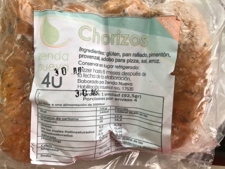 photo of Zenda Nueva Chorizo de Seitán shared by @laurita10 on  23 Feb 2020 - review