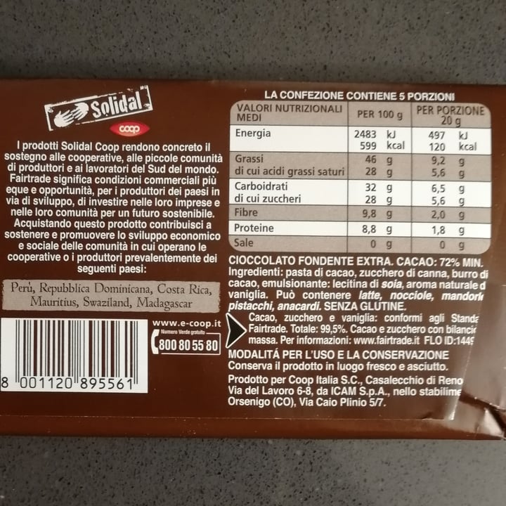 review photo of Solidal coop Cioccolato Fondente Extra 72% shared by @chi7 on 04 Apr 2022 - review