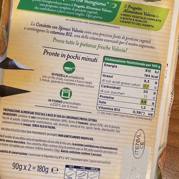 review photo of Valsoia Cotolette con spinaci shared by @rukia on 10 Apr 2022 - review