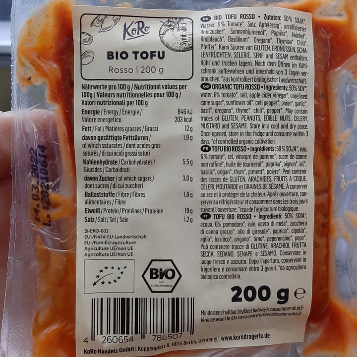 photo of Koro Bio Tofu Rosso shared by @marco-k1977 on  03 Oct 2021 - review
