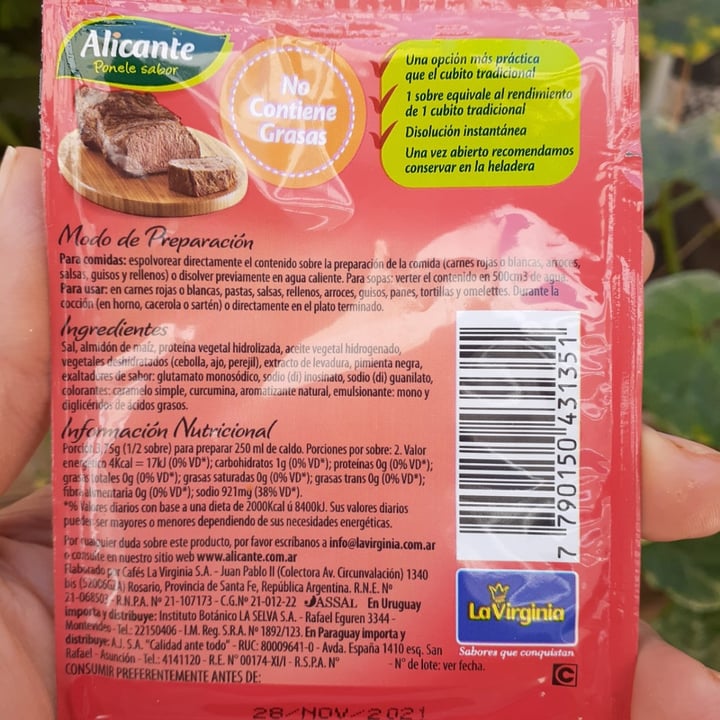 photo of Alicante Sabor en Polvo Carne shared by @veganargentin on  27 Jan 2021 - review