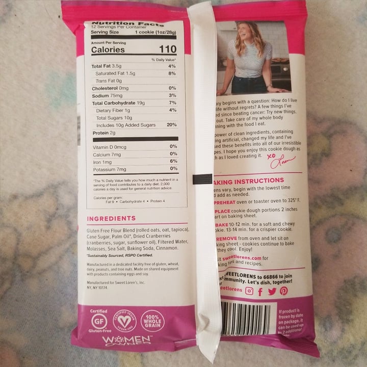 review photo of Sweet Loren's Oatmeal cranberry cookie dough shared by @babydolldaydreams on 25 Feb 2022 - review