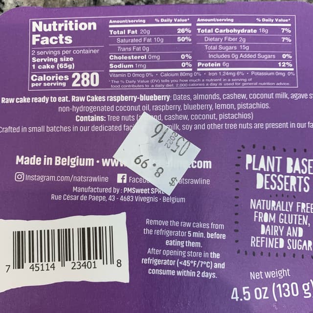 Raw Cake Raspberry & Blueberry from Nats Rawline - Vegan Product ...