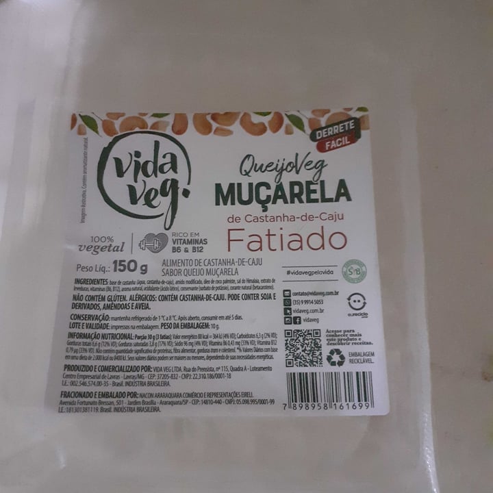 review photo of Vida Veg Queijo muçarela em fatias shared by @denisealmeida on 06 Nov 2021 - review