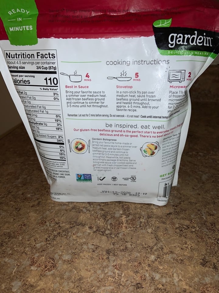 photo of Gardein The Ultimate Beefless Burger shared by @hollyamber on  01 Jan 2020 - review