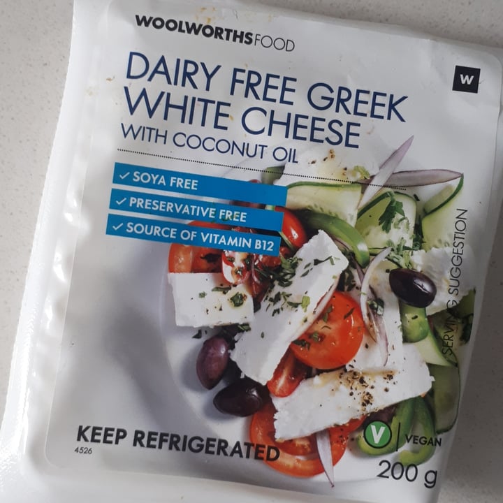 photo of Woolworths Food Dairy Free Greek White Cheese shared by @clairevocado on  11 Nov 2020 - review