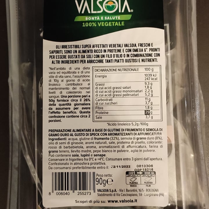 photo of Valsoia L’irresistibile super affettato Gusto speck shared by @elgaeagle on  15 Sep 2022 - review