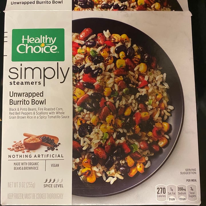 photo of Healthy Choice Simply Steamers Unwrapped Burrito bowl shared by @baby-vegan on  16 Apr 2021 - review
