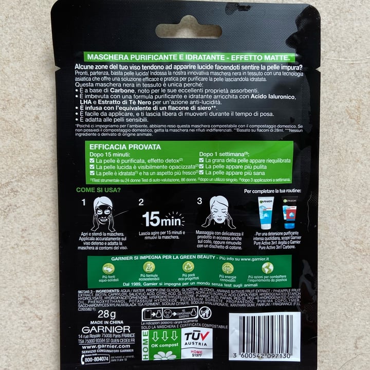 photo of Garnier Pure charcoal Maschera In Tessuto shared by @isabella7 on  28 Aug 2022 - review