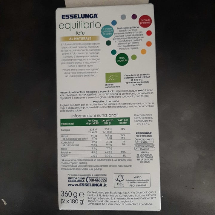 review photo of Esselunga equilibrio tofu al naturale shared by @ale-cip on 06 Jul 2022 - review