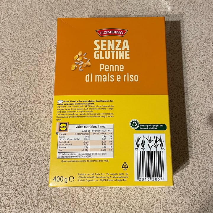 review photo of Combino Penne di mais e riso shared by @beascotto on 13 Dec 2021 - review