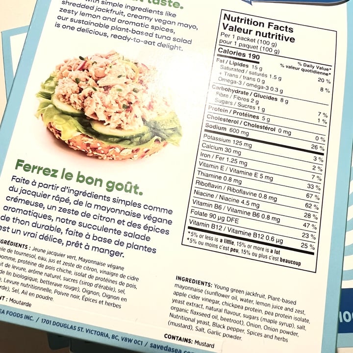 photo of Save Da Sea Foods Plant-based Tuna Salad shared by @happyvegantaco on  06 Jun 2022 - review