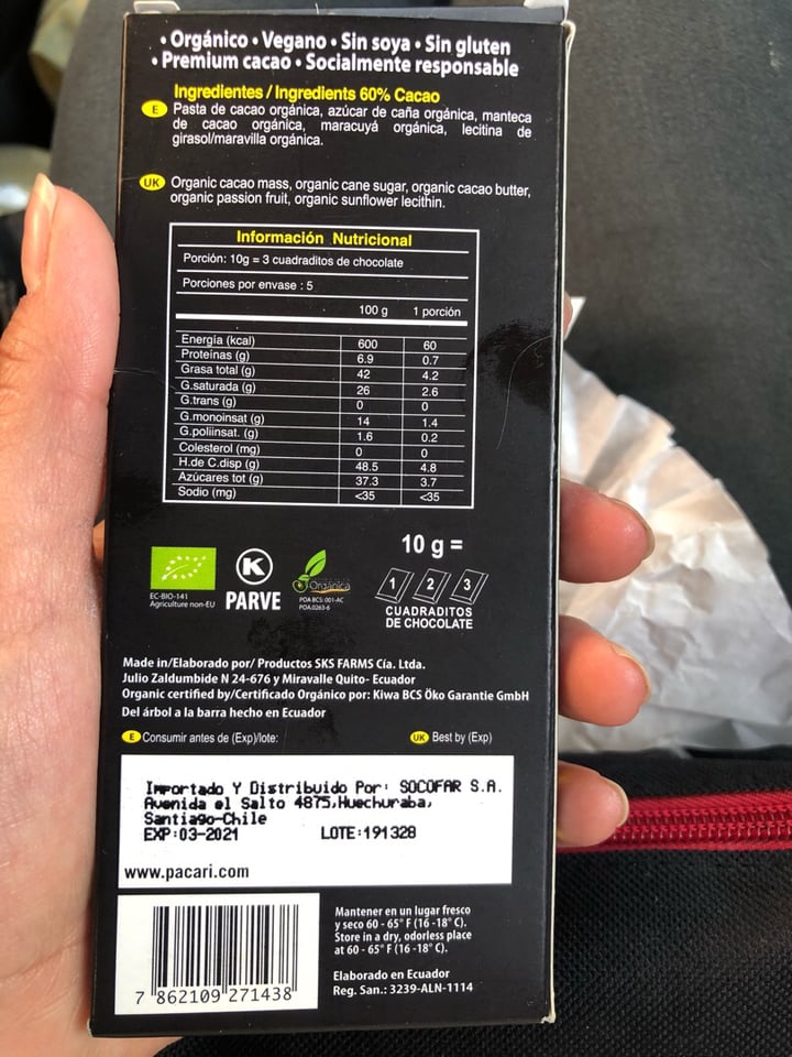 review photo of Paccari Chocolate ( Maracuya ) shared by @katyaguayo on 06 Feb 2020 - review