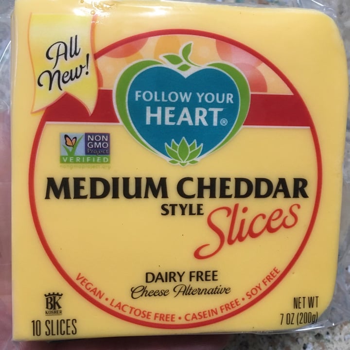 photo of Follow your Heart Medium Cheddar Cheese Slices shared by @olliedarby on  20 Jun 2020 - review