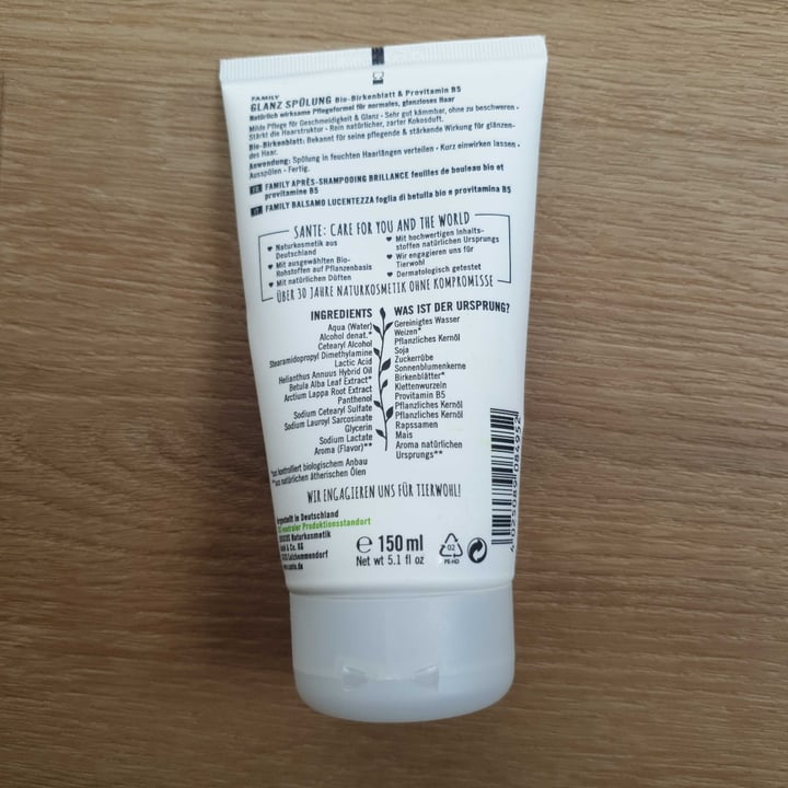 photo of Sante Naturkosmetik Acondicionador Capilar Brillant Care Abedul Bio shared by @pcassas on  19 Apr 2022 - review