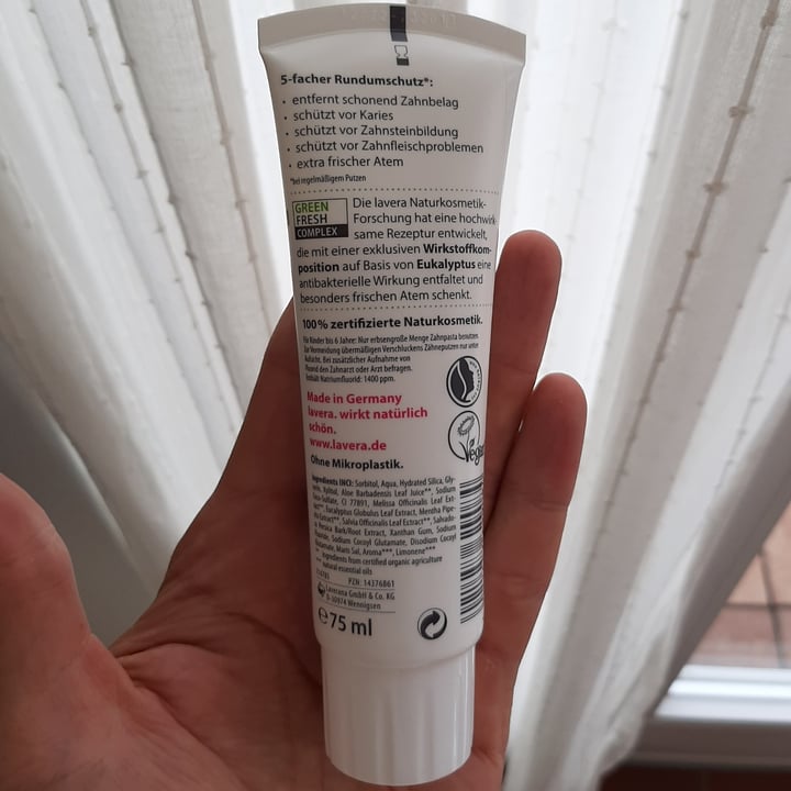 photo of Lavera Naturkosmetik Zahncreme Complete Care shared by @plantsfeelthough on  03 Aug 2020 - review