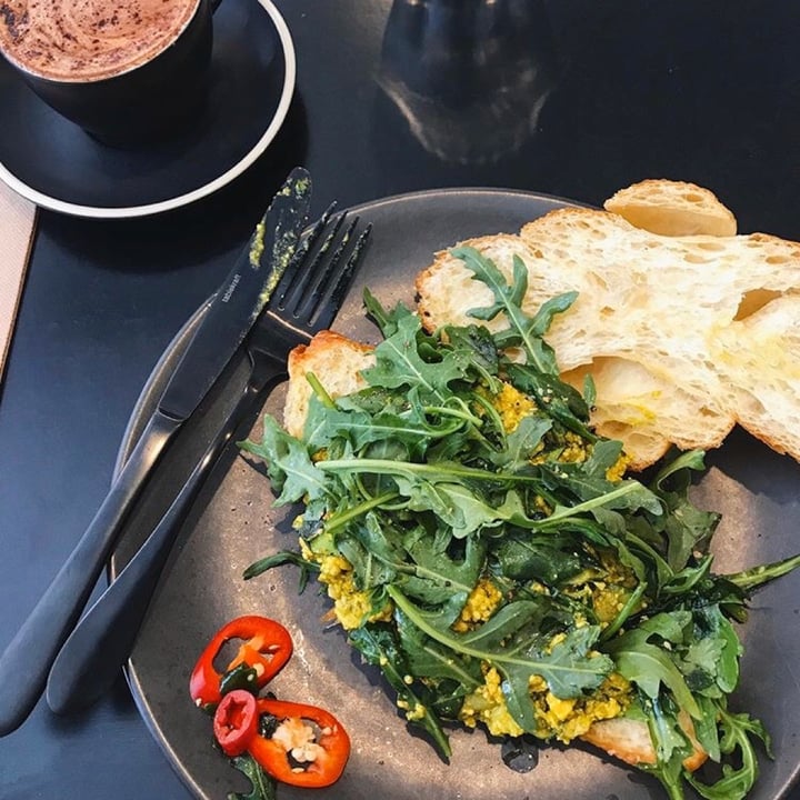 photo of Dicki's Green Eggs (Tofu Scramble) + Croissant shared by @aveganfromaustralia on  05 Mar 2020 - review