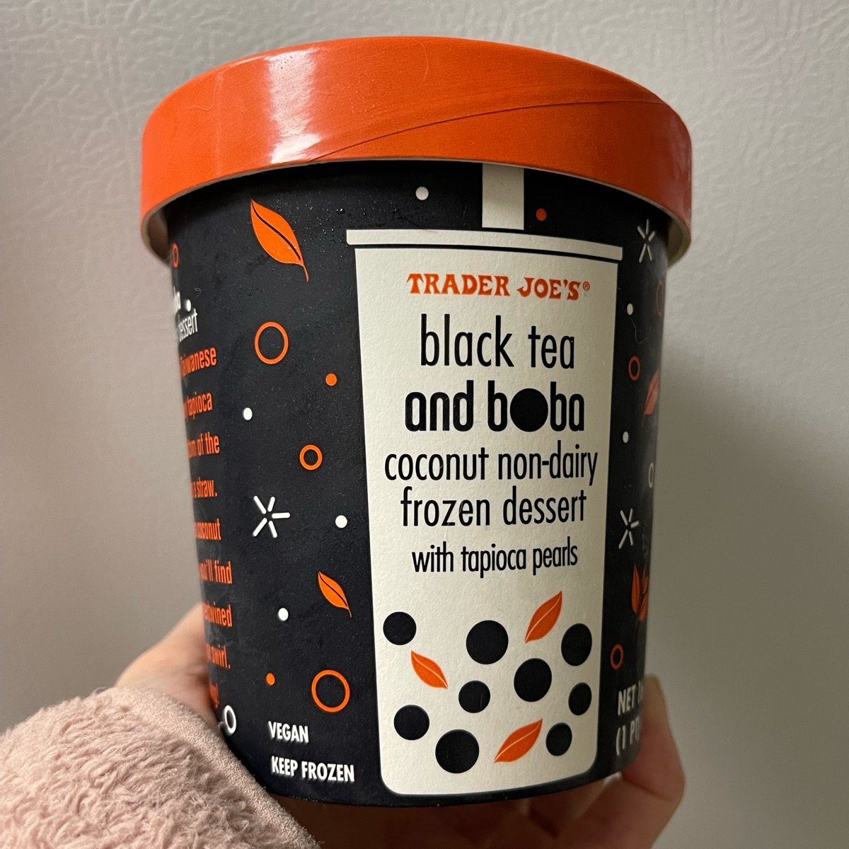 Trader Joe's black tea and boba coconut non-diary frozen dessert ...