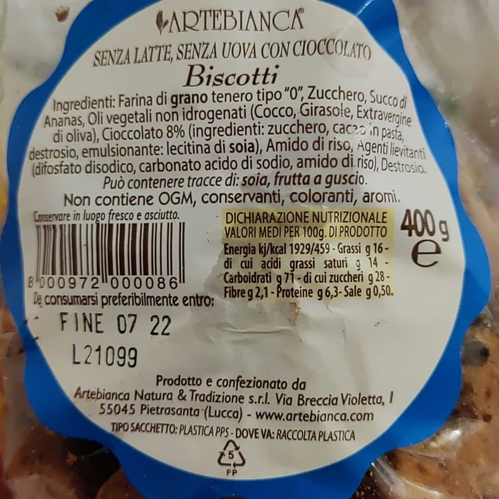 photo of Artebianca Biscotti con Gocce di Cioccolato shared by @ara95 on  28 Jun 2022 - review