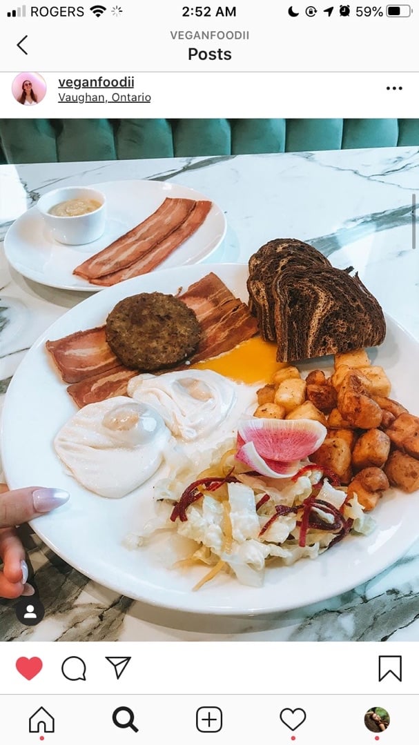 photo of Evviva Vegan Breakfast Plate shared by @samgracelove on  01 Apr 2020 - review