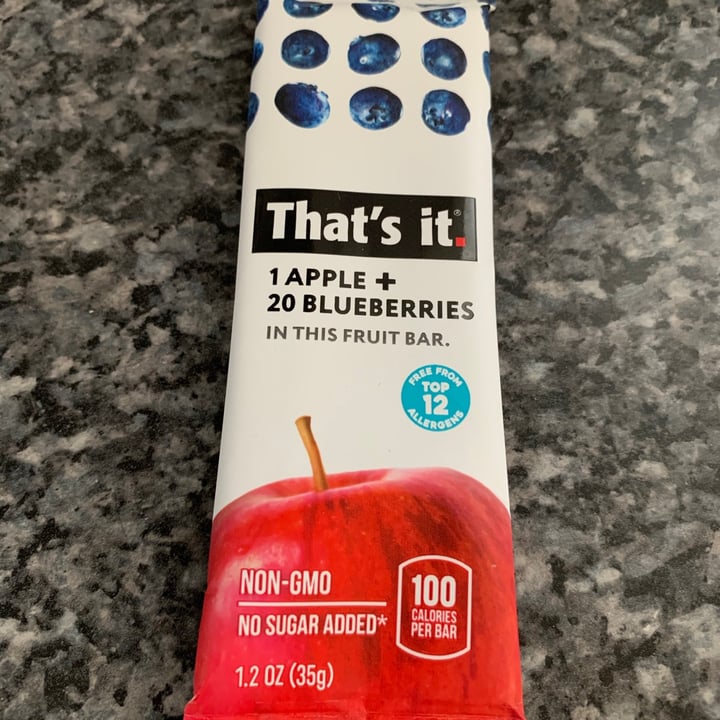 photo of That’s it Apple Blueberry Fruit Bar shared by @allhess on  04 Feb 2021 - review