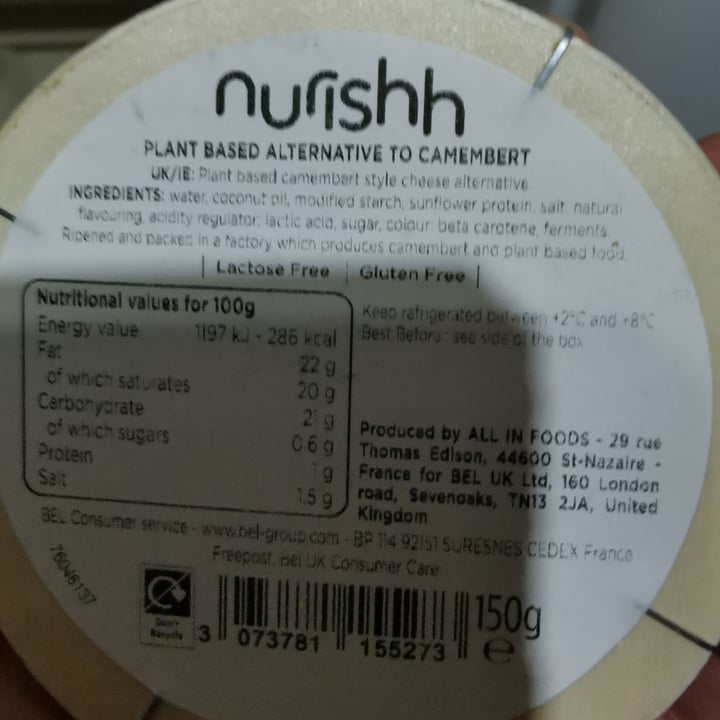 photo of Nurishh Nurishh Plant Based Alternative To Camembert shared by @transbino on  26 Dec 2020 - review