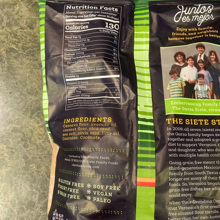 photo of Siete Family Foods Grain Free Tortilla Chips Squeeze of Lime shared by @tammydillon on  13 Oct 2021 - review